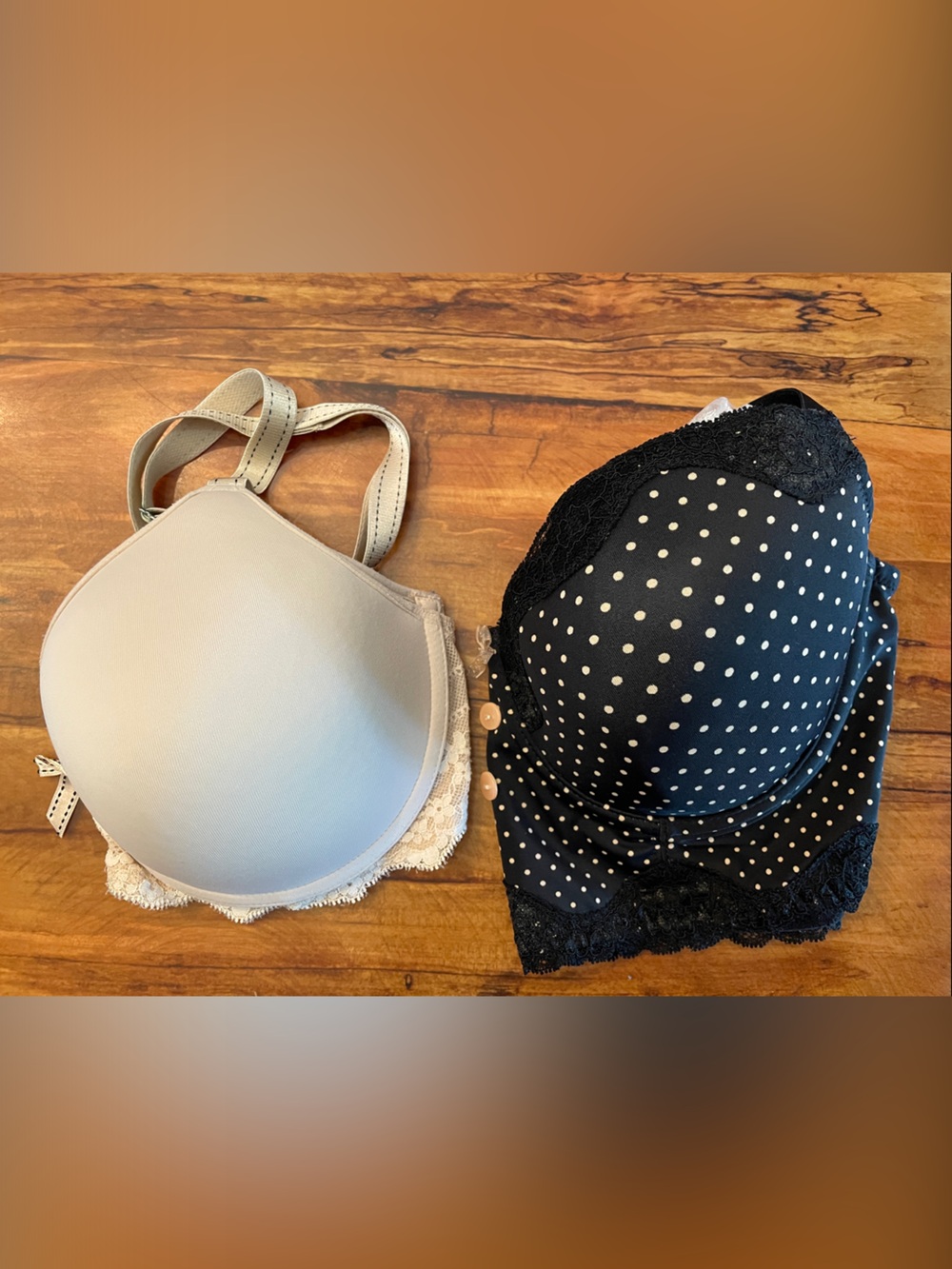 Two Boutique 34D Bras Black Polka Dot Longline Bra & Nude T-Shirt Bra EUC! - Picture 13 of 13